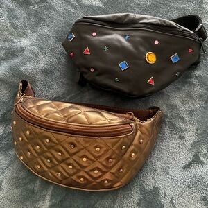 Embellished Black and Quilted Bronze Fanny/Waist Packs